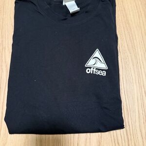 H&M, BLACK LOGO T SHIRT.  "OFF SEA"